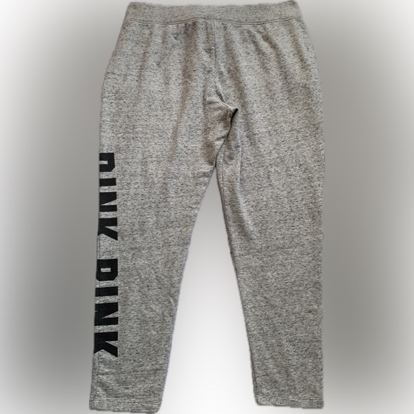 PINK Victorias Secret Pink Relaxed Jogger Logo Pants | Heather Gray | large - Picture 2 of 5